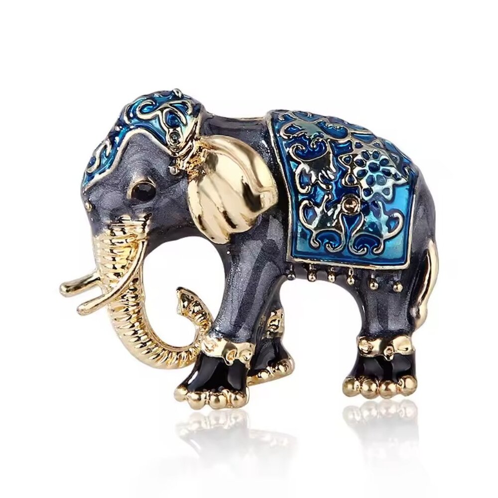 New Creative Cute Texture Enamel Elephant Animal Brooches For Women Men 4-colors